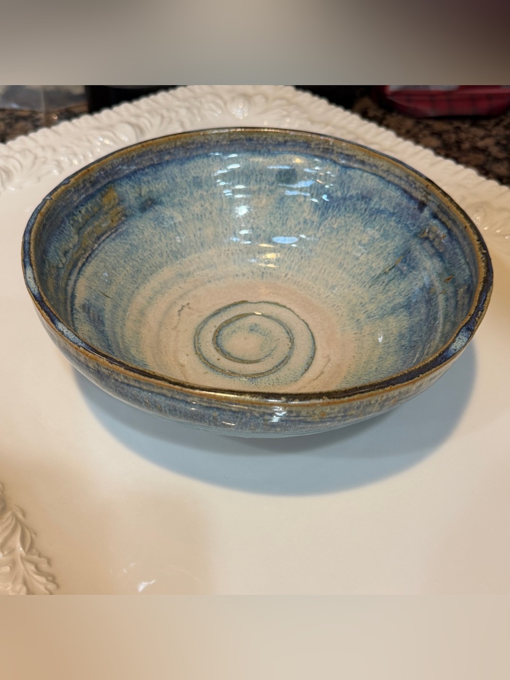 Handcrafted Blue Ceramic Bowl Thrown Glazed and Fired by me
